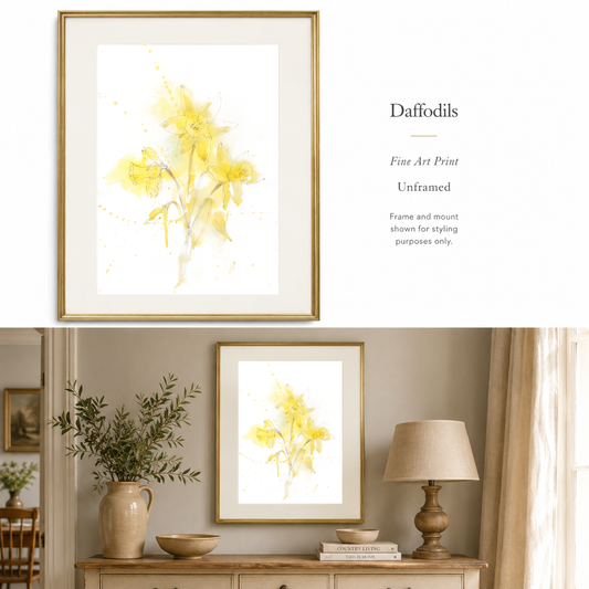 Yellow daffodils fine art print by Wendy Laverick – contemporary floral wall art