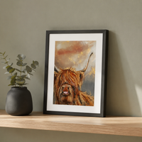 Duncan the Highland Cow | A5 Mounted Print