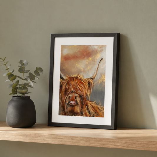 Duncan the Highland Cow | A5 Mounted Print
