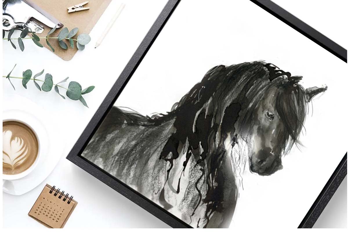Limited Edition Square Canvas Print Friesian Horse image 0