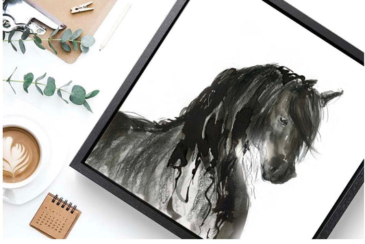 Limited Edition Square Canvas Print Friesian Horse image 0