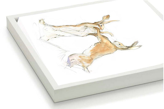 Limited Edition Canvas Print Chris and Ben  the Boxing Hares Bear wood Frame image 1