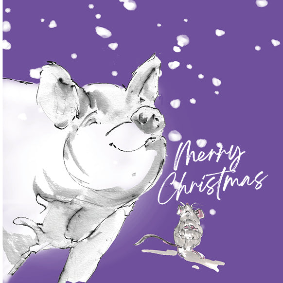 Set of 5 Christmas Cards Pigs image 2