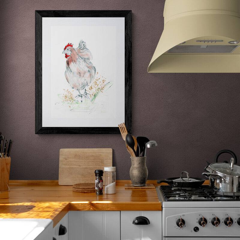 Framed Print Chicken "Muddy Molly,"