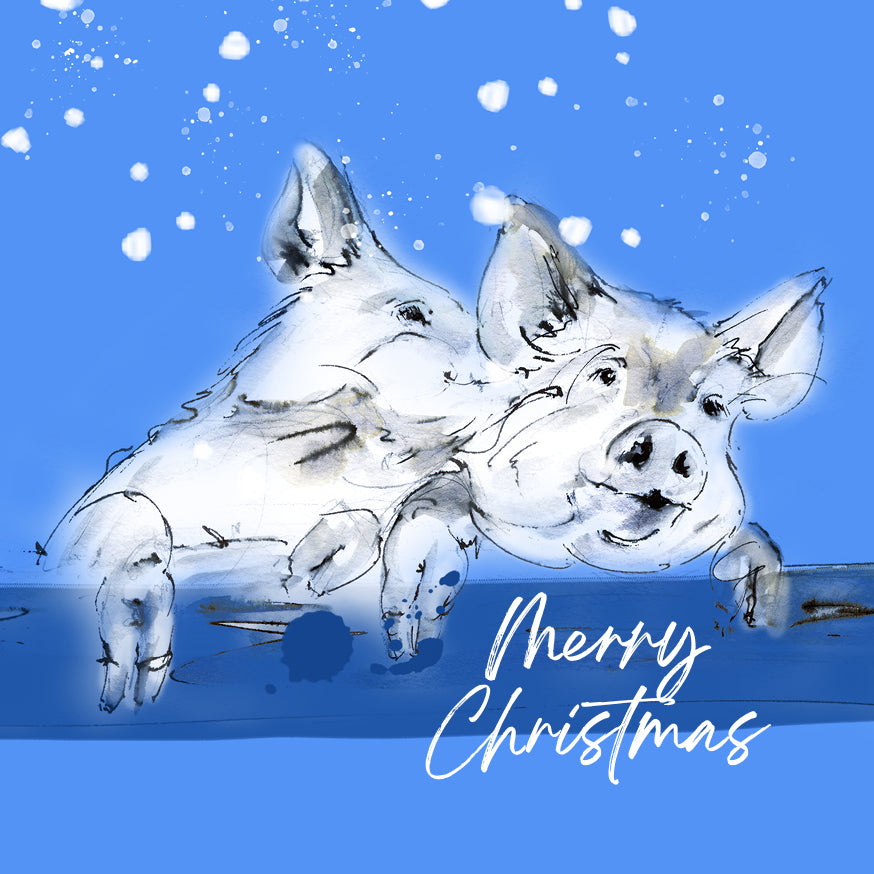 Set of 5 Christmas Cards Pigs image 5