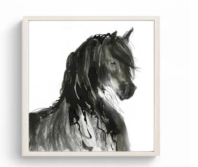 Limited Edition Square Canvas Print Friesian Horse image 3