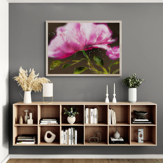 Limited Edition Canvas "Blooming Serenity: Exquisite Peony Floral Artwork"